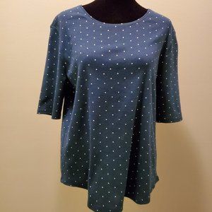 Navy /White Polkadot Scoop neck Tee